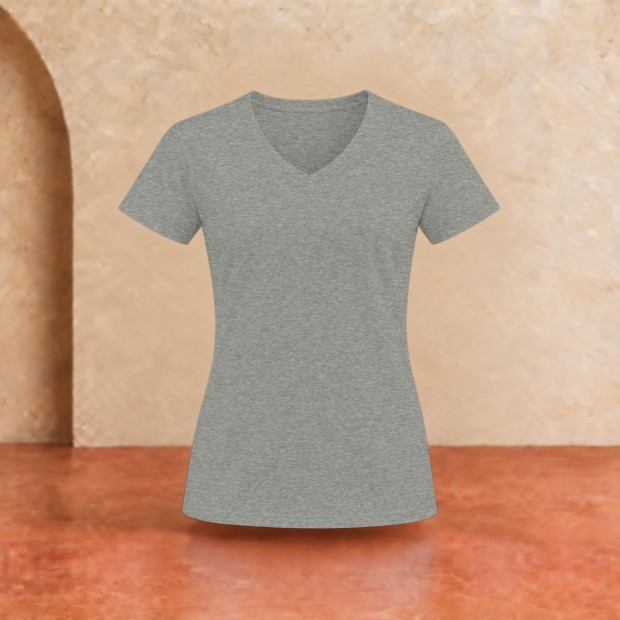 Tee-shirt col V femme Sol's Imperial Gris chiné