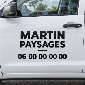 Lettrage adhésif 50 × 100 cm noir sur portière de voiture