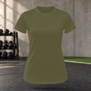 Tee-shirt de running femme personnalisable TriDri TR020 – Olive, face