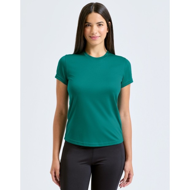 Tee-shirt de running femme personnalisable TriDri TR020 – photo officielle, porté jade de face