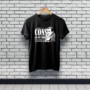 Tee-shirt noir 100% coton avec flocage "Les cons ça ose tout, c'est même à ça qu'on les reconnaît"