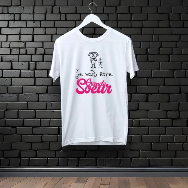 T-shirt blanc je vais être grande soeur