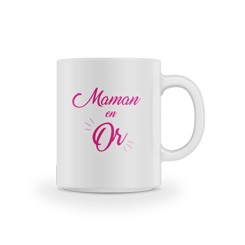 Mug blanc Maman en Or