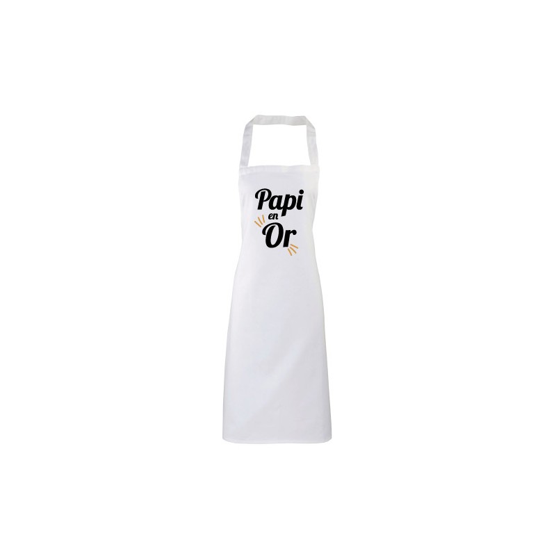 TABLIER EN COTON NATUREL PERSONNALISABLE - TABLIER PAPA PAPI