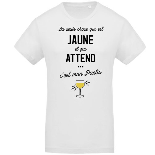 T-shirt Bio jaune et qui attend c'est mon pastis