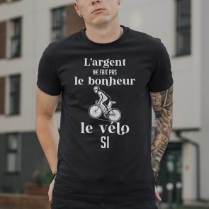 Tee-shirt noir Le bonheur à vélo