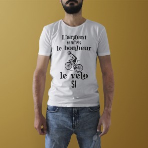 Tee-shirt blanc Le bonheur à vélo