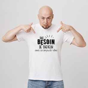 T-shirt blanc pour homme chauve