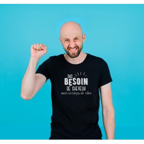 T-shirt noir pour homme chauve