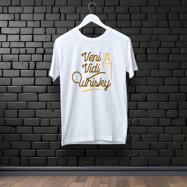 Tee-shirt veni vidi whisky blanc