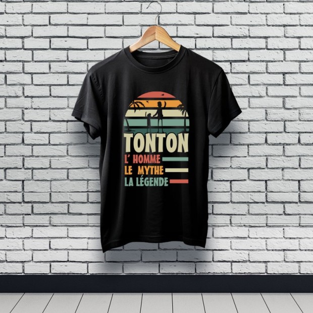 Tee-shirt 100% coton avec flocage "Tonton, l'homme, le mythe, la légende"