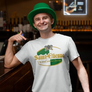 Tee-shirt blanc 100% coton avec flocage "Saint-Etienne, un seul amour éternel"