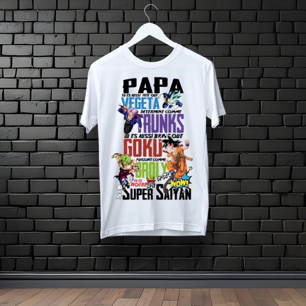 Tee-shirt Papa super Saiyan blanc