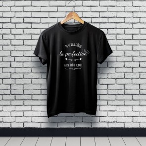 Tee-shirt Si tu veux frôler la perfection passe à côté de moi noir