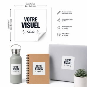 Sticker carré 10×10 cm personnalisable — Impression France | Chronoflock
