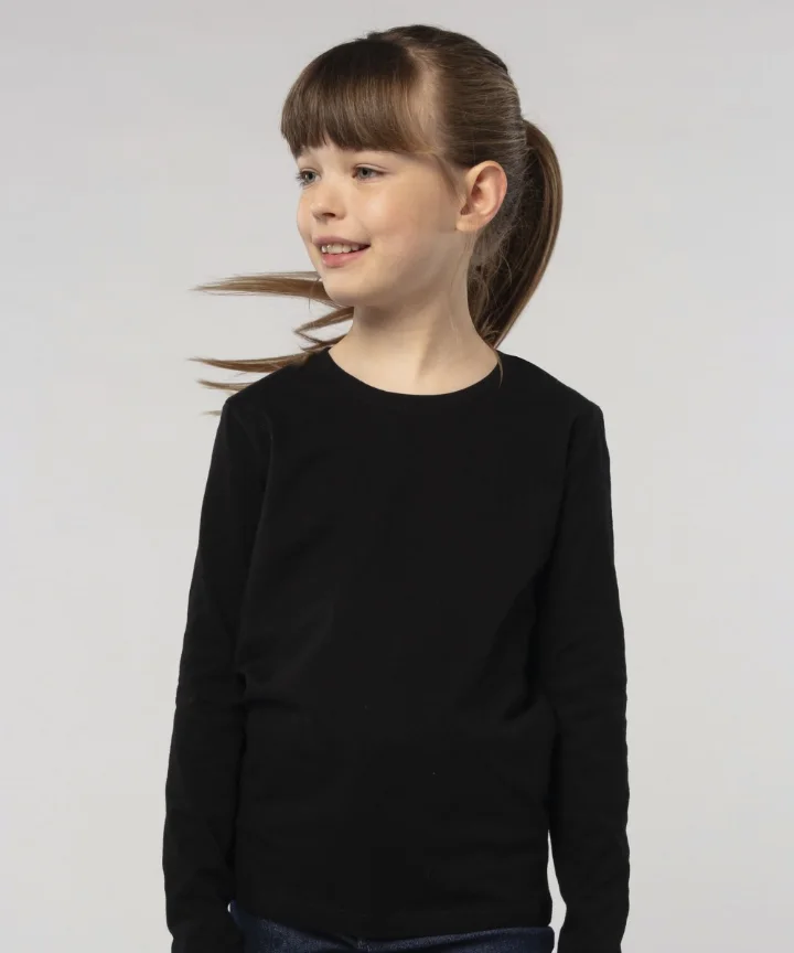 Enfant de profil en tee-shirt manches longues Sol's Imperial noir